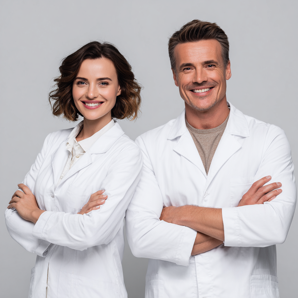 Active senior woman in her 50s with European features doing gentle stretching exercises outdoors, smiling and showing flexibility and joint mobility in a sunny park setting